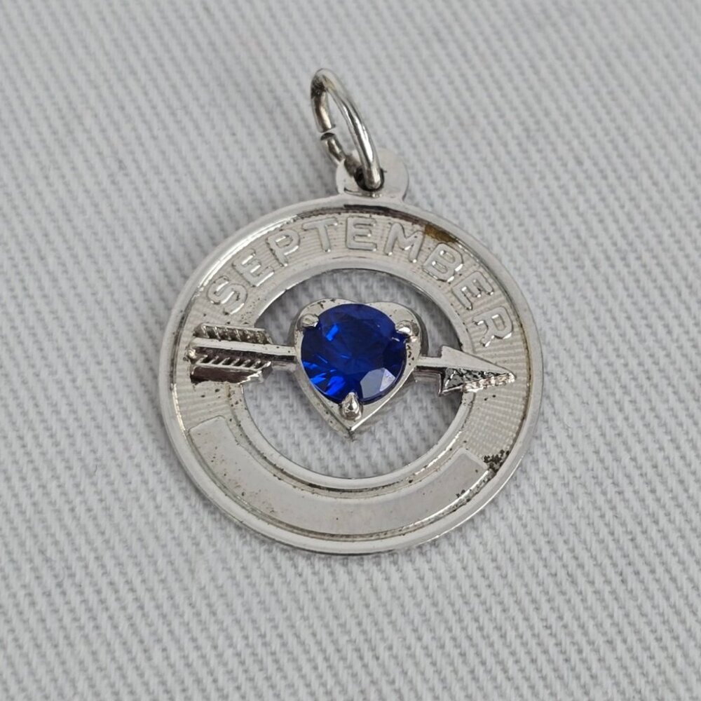 Vintage Sterling Silver September Birth Stone Bracelet Charm